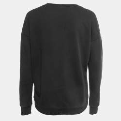 Just Cavalli Black Logo Embellished Cotton Crew Neck Sweatshirt 