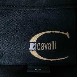 Pre Owned Just Cavalli Black Cotton Logo Crest Embroidered Shirt M