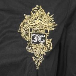 Pre Owned Just Cavalli Black Cotton Logo Crest Embroidered Shirt M