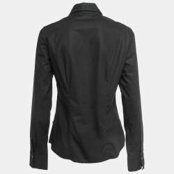 Pre Owned Just Cavalli Black Cotton Logo Crest Embroidered Shirt M
