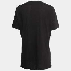 Pre Owned Just Cavalli Black Logo Print Cotton Crew Neck T-Shirt L