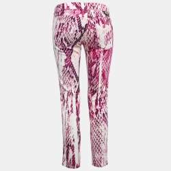 Pre Owned Just Cavalli Pink Snake Printed Denim Skinny Jeans S Waist 26"