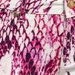 Pre Owned Just Cavalli Pink Snake Printed Denim Skinny Jeans S Waist 26"