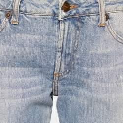 Pre Owned Just Cavalli Blue Denim Rockstud Detail Wide Leg Jeans M