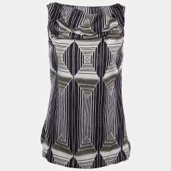 Just Cavalli Brown Printed Silk Sleeveless Top M