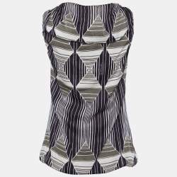 Just Cavalli Brown Printed Silk Sleeveless Top M