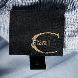 Pre Owned Just Cavalli Blue & White Knit Long Sleeve T-Shirt S