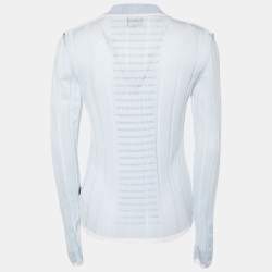 Pre Owned Just Cavalli Blue & White Knit Long Sleeve T-Shirt S