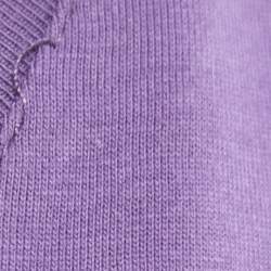 Pre Owned Just Cavalli Purple Printed Cotton V-Neck T-Shirt L