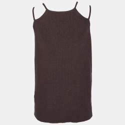 Just Cavalli Brown Silk Knit Button Embellished Tank Top L