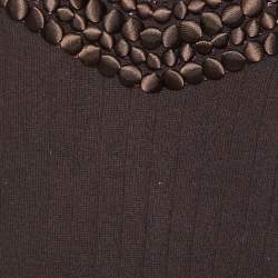 Just Cavalli Brown Silk Knit Button Embellished Tank Top L