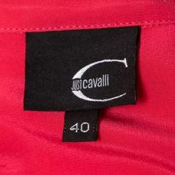 Pre Owned Just Cavalli Pink Silk Pleated Front Rolled Cuff Detail Shirt S