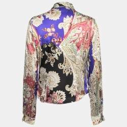 Pre Owned Just Cavalli Multicolor Printed Silk Button Front Shirt M