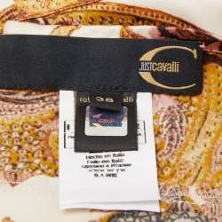 Pre Owned Just Cavalli Cream/Yellow Printed Satin Mermaid Skirt S