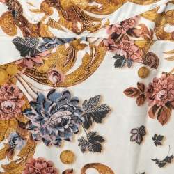 Pre Owned Just Cavalli Cream/Yellow Printed Satin Mermaid Skirt S