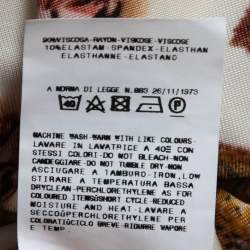 Pre Owned Just Cavalli Cream Printed Jersey Foldover Ruched Long Sleeve Top XS