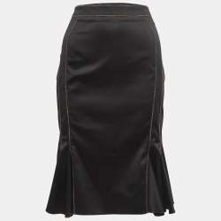 Just Cavalli Black Stretch Satin Peplum Skirt M