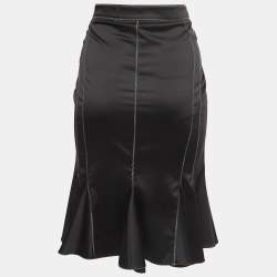 Just Cavalli Black Stretch Satin Peplum Skirt M