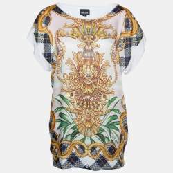 Just Cavalli White Printed Modal Knit Oversized Top S