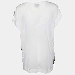 Just Cavalli White Printed Modal Knit Oversized Top S