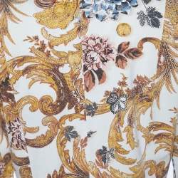 Just Cavalli Cream Floral Printed Cotton Button Front Shirt L