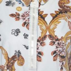 Just Cavalli Cream Floral Printed Cotton Button Front Shirt L