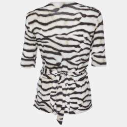 Pre Owned Just Cavalli Beige Animal Printed Jersey Knit Wrap Top M
