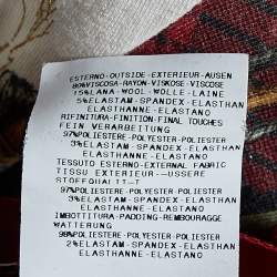 Pre Owned Just Cavalli Cream Printed Knit & Satin Trim Waist Tie Detail Midi Dress S