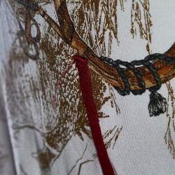 Pre Owned Just Cavalli Cream Printed Knit & Satin Trim Waist Tie Detail Midi Dress S