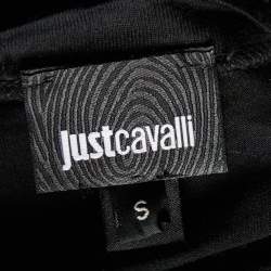 Pre Owned Just Cavalli Black Printed Modal Knit Oversized T-Shirt S