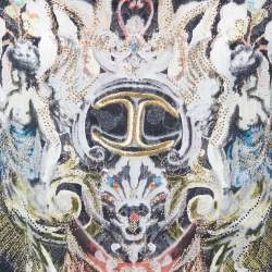 Pre Owned Just Cavalli Black Printed Modal Knit Oversized T-Shirt S