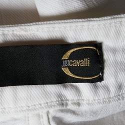 Just Cavalli White Denim Embroidered Pocket Detail Jeans S Waist: 30.5"