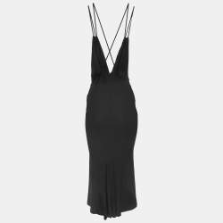 Pre Owned Just Cavalli Black Jersey Plunge Strappy Midi Dress S