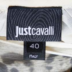 Just Cavalli Cream Printed Silk Chiffon Top S