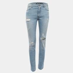 Just Cavalli Blue Distressed Denim Slim Fit Jeans M Waist 29"