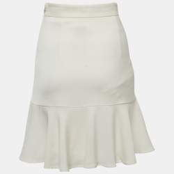 Pre Owned Just Cavalli Off White Embellished Crepe Flared Mini Skirt S