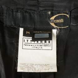 Just Cavalli Black Leather Single Breasted Jacket M