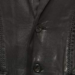 Just Cavalli Black Leather Single Breasted Jacket M