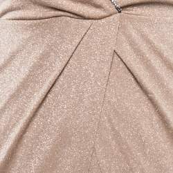 Pre Owned Just Cavalli Gold Crystals Embellished Lurex Knit Sleeveless Cut-out Maxi Dress S