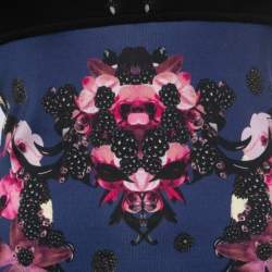Pre Owned Just Cavalli Black/Blue Floral Printed Knit Top S