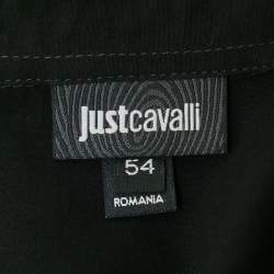 Pre Owned Just Cavalli Black Embellished Crepe Button Front Full Sleeve Shirt XXL