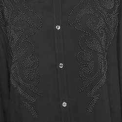 Pre Owned Just Cavalli Black Embellished Crepe Button Front Full Sleeve Shirt XXL