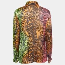 Pre Owned Just Cavalli Multicolor Reptile Printed Cotton Shirt L