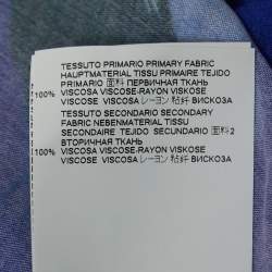 Pre Owned Just Cavalli Blue Abstract Print Crepe Button Front Full Sleeve Shirt M