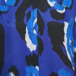 Pre Owned Just Cavalli Blue Abstract Print Crepe Button Front Full Sleeve Shirt M