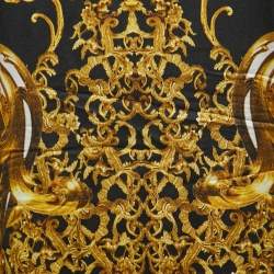 Pre Owned Just Cavalli Black Print Satin Silk Shift Short Dress L