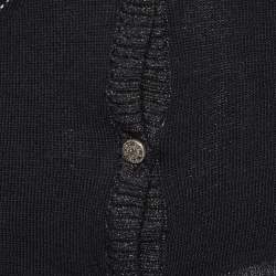 Just Cavalli Black Lurex Wool Knit Ruffled Cardigan M