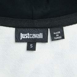 Just Cavalli White/Black Leopard Print Cotton Zip Front Hooded Jacket S