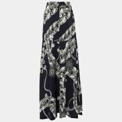 Just Cavalli Black Chain Printed Jersey Maxi Skirt L