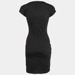 Pre Owned Just Cavalli Black/Orange Animal Print Knit Mini Dress M